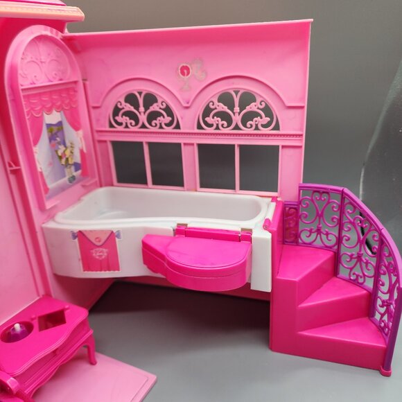 Vintage 1998 Barbie Dream House Foldable Playset Pink Castle Mattel - Picture 6 of 13
